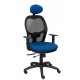 Silla Jorquera malla negra asiento bali azul con traslack y cabecero